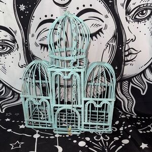 Decorative Mint Metal Birdcage Trio